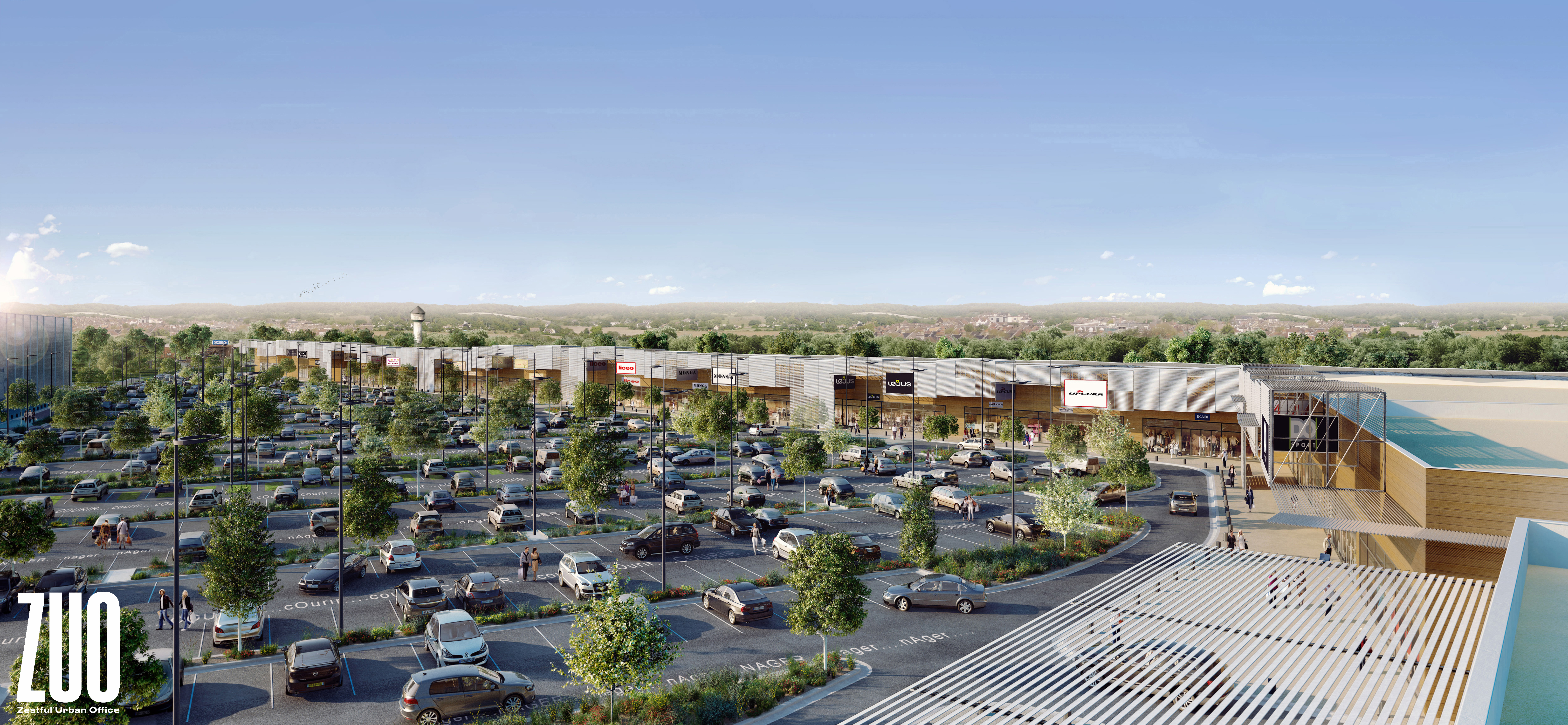 Perspective du complexe commercial Aren'Park