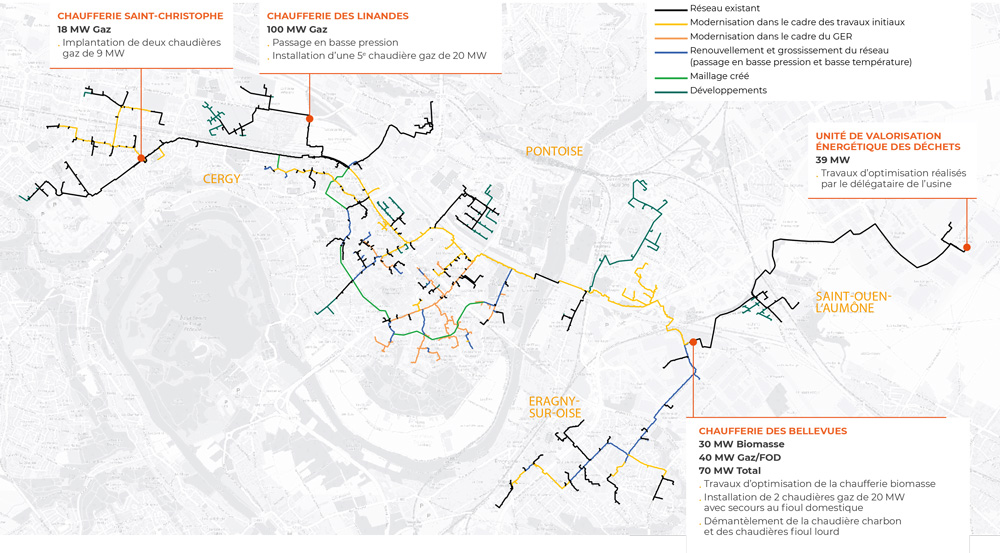 Plan réseau de chauffage urbain