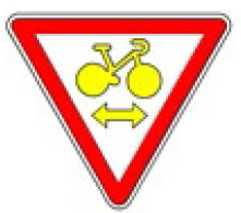 Cédez le passage cycliste - Panneau tourner à droite ou à gauche
