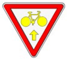 Cédez le passage cycliste - Panneau aller tout droit